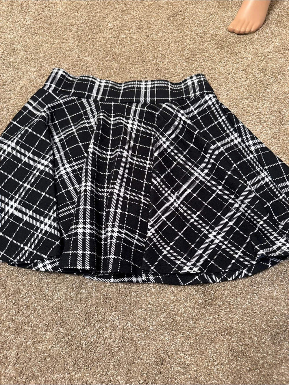 DJI Black & White Plaid Flared Skirt skater circular flared school girl SZ MD